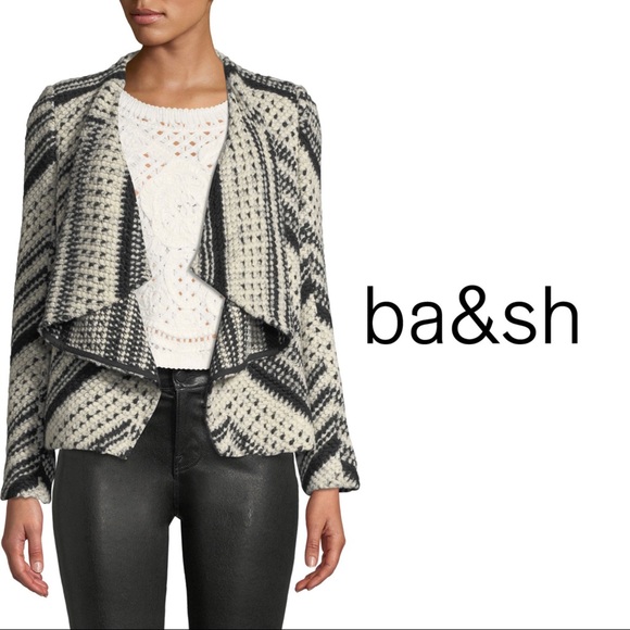 BA&SH Ilda Stripe Knit Open-Front Blazer Jacket - Picture 1 of 14